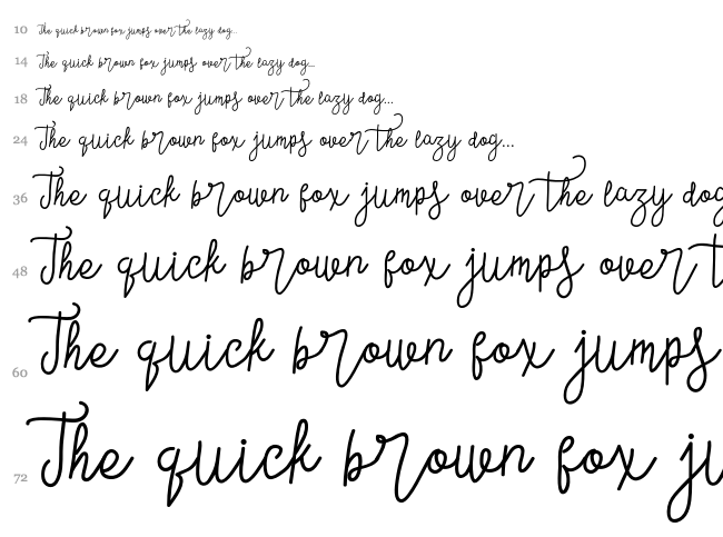 Contento Script font waterfall